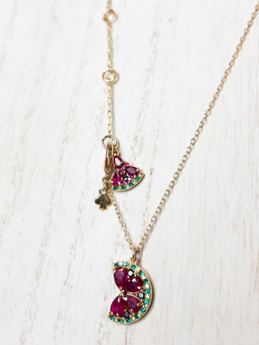 kate spade Watermelon necklace with Ruby and Teal Stones - Picture 2 of 4